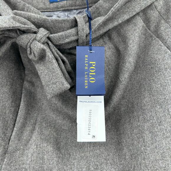 New Polo Ralph Lauren Wool Blend Trouser Pants Gray Tie Waist Womens Size 14 - Picture 11 of 11